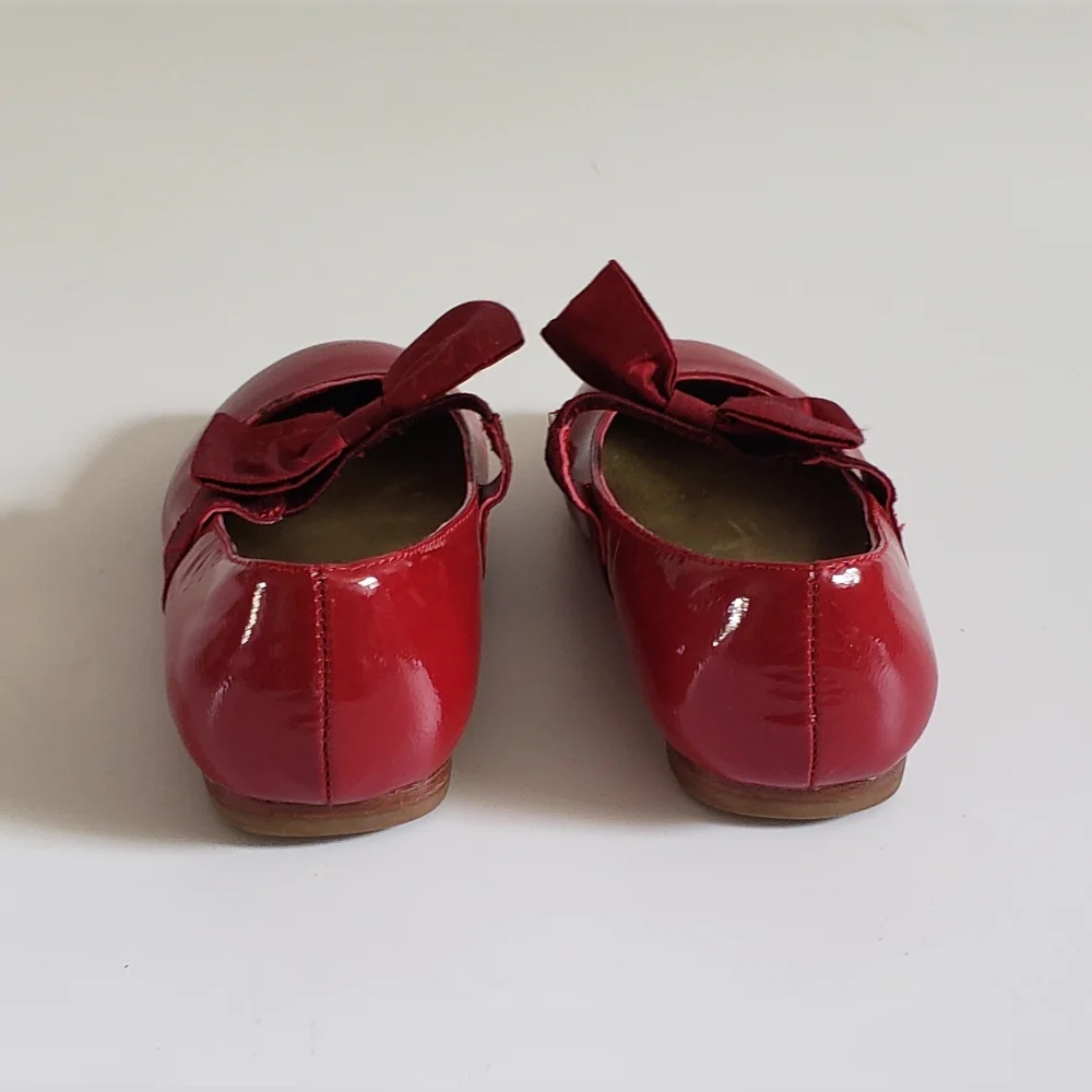 Janie and Jack Red Patent Leather Ballet Shoe with Satin Bow Size 7